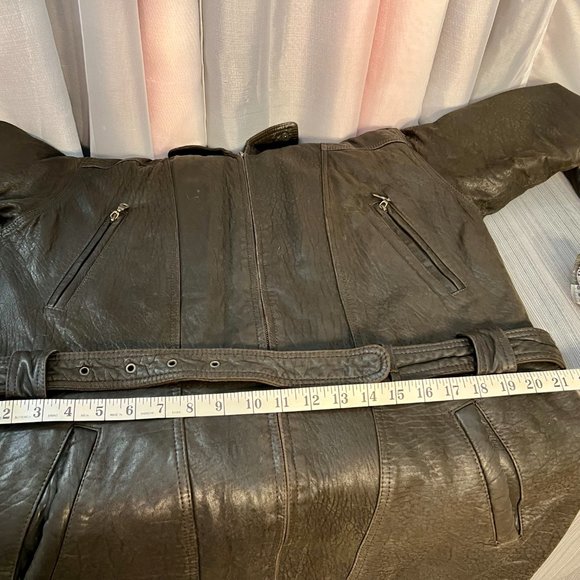 Brown Mid-thigh Customizable 3 Seasons Genuine Leather Jacket - Size L - Picture 11 of 16